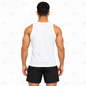 Tlierwear Men's White Sleeveless <b>Tank</b> <b>Top</b> O-Neck Breathable Polyester Gym Vest Front Logo Print Casual <b>Sport</b> Wear Gym <b>Tank</b> <b>Top</b> - Product Image 4