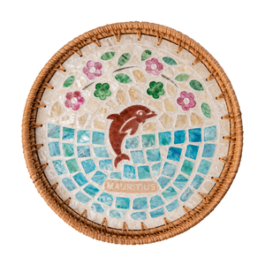ถาดหวายทรงกลมลายเปลือกหอยประดับมุกสวยงาม สำหรับโต๊ะกาแฟ ขายส่ง - Product Image 1