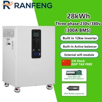 ZA STOCK UE 51.2V 28kWh 560Ah Onduleur intégré 12kW Triphasé 220V/380V Tout-en-un + Équilibreur Actif + WiFi