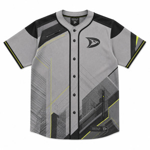 DRAVELLE INDUSTRY Baseball Jersey Short Sleeve <b>Button</b> Front Geometric Print Moisture Wicking Anti-Bacterial 100% Polyester - Product Image 1