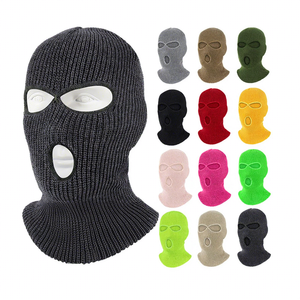 Masque de ski tricoté à 3 trous avec logo personnalisé, balaclava d'hiver à double couche, couvre-visage complet, masque de ski chaud pour temps froid - Product Image 6