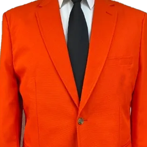 Blazer universitaire premium en polyester, orange chaud, coupe droite, simple boutonnage, style business décontracté, avec fermeture éclair, grandes tailles - Product Image 3