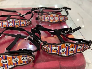 Harnais de cheval en cuir sur le thème d'Halloween personnalisé, robuste et réglable, équipement durable, prêt à être expédié - Product Image 4