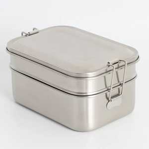 Double <b>Layer</b> Rectangle Stainless Steel <b>Lunch</b> <b>Box</b> <b>3</b>-Tier Metal Bento <b>Box</b> Divided Food Storage Container Dishwasher Safe Children - Product Image 1