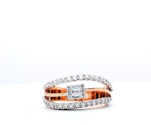 Rose Gold Plated 925 Sterling <b>Silver</b> Round Brilliant Cut Moissanite <b>Eternity</b> Band Unisex Engagement <b>Ring</b> with Prong Setting - Product Image 1
