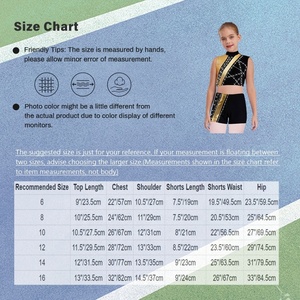Costume de danse lyrique pour filles de 6 à 16 ans, haut court métallisé avec short, pour cours de danse, spectacles et compétitions - Product Image 6