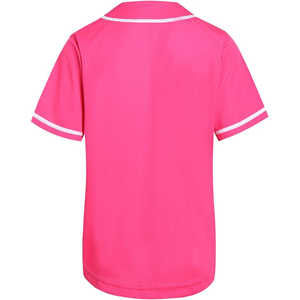 Camiseta de Béisbol Rosa Sólido con Detalles en Blanco, Ropa Deportiva Unisex Vibrante para Eventos Promocionales y Moda de Equipo - Product Image 2
