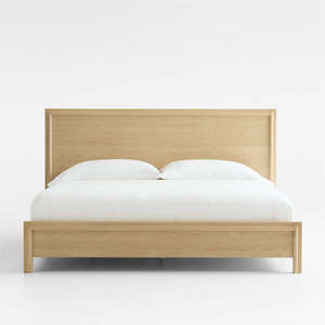 Contemporary Flat Pack Wooden Bed Frame | KD <b>Light</b> <b>Oak</b> Finish Bedroom Furniture India - Product Image 2