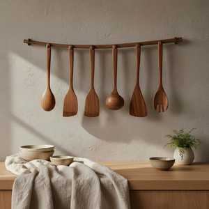 <b>Wooden</b> Spoon <b>Set</b> 1 Piece Hand Carved Natural Finish Food Safe Dishwasher & Microwave Safe <b>Kitchen</b> Tools - Product Image 4