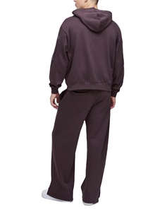 Men's Zip Up Hoodie And Sweatpants Set Streetwear Puff Printing Acid Wash Flared Tracksuit - Product Image 5