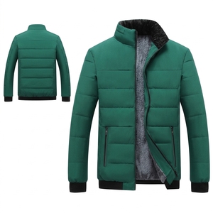 Chaqueta de Invierno para Hombre, con Cuello Alto, Forro de Piel Sintética, Resistente al Viento, con Cierre Grueso, Color Rojo - Product Image 4