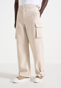Pantalones Cargo de Lona de Algodón Beige para Hombre, Cintura Elástica, Múltiples Bolsillos, Estilo Casual, Corte Recto, Pantalones Deportivos, Estilo Primavera - Product Image 3