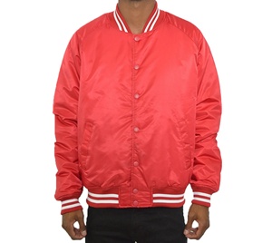 Veste bomber en satin personnalisée avec logo pour hommes, style universitaire, streetwear d'hiver, veste de sport en satin de qualité supérieure pour équipes - Product Image 4