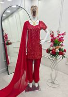 Ensemble de costume tendance de créateur, entièrement cousu, prêt-à-porter, haut, pantalon et dupatta, haute qualité, ethnique, pour l'hiver, l'été, les fêtes, les mariages et les festivals