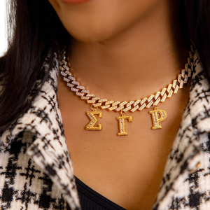 Sigma Gamma Rho Cuban Link <b>Necklace</b> Gold Chain Women Greek Letter Pendant <b>Statement</b> Jewelry Stylish - Product Image 1