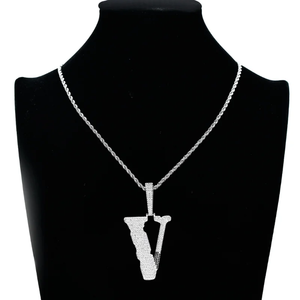 Mens Hip Hop V Pendant Rhinestone Necklace <b>Iced</b> <b>Out</b> Letter V Charm Bling <b>Chain</b> Streetwear Moissanite Jewelry Accessories Gift - Product Image 4