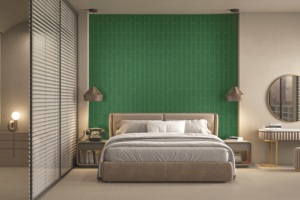 Carrelage mural en céramique brillant émeraude 75x300mm, collection Lavaline, beauté émeraude expressive, carrelage mural linéaire côtelé, aléatoire 03 - Product Image 3