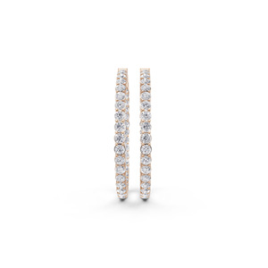 Pendientes de Aro Doble de Oro Rosa Vintage de 18K con Moissanita de Corte Brillante Redondo para Mujer, Uso Diario - Product Image 2