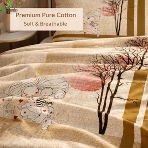 Juego de Sábanas Shahi Gharana Beige Marrón con Estampado Digital, Tamaño King, 3 Piezas, Algodón Puro, Diseño de Diseñador, con Funda de Almohada - Product Image 4