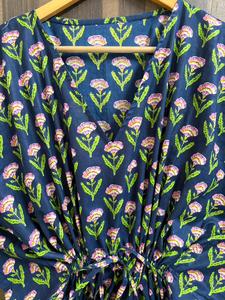 Women 100% Cotton Straight Daily Floral Maxi <b>Kaftan</b> Dress Batwing Sleeves Eco-Friendly <b>Beach</b> Cover Boho Resort Wear Kimono - Product Image 3