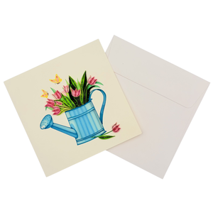 Quilling Card Watering Can With Flower Design Theme Quilled Card With Envelope Happy Gardening Handmade Greeting Card For Gifts - Product Image 5