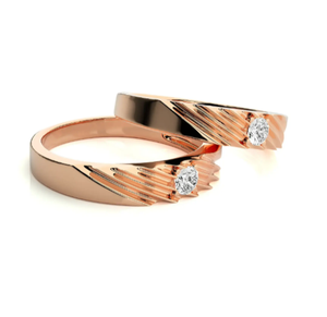 Bagues de couple de luxe en argent sterling 925 plaqué or rose avec zircone cubique - Product Image 3