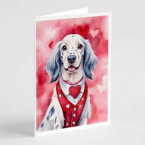 Whimsical A7 tamaño 5x7 tarjetas de notas en blanco Paquete de 8 tarjetas de felicitación de My Valentine Setter inglés con sobres - Product Image 1