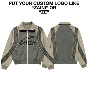 Chaqueta Cortavientos de Poliéster Taslan Premium de 120 GSM para Hombre, Gris Beige con Paneles en Contraste, Sublimación Personalizada, Transferencia Térmica, Bordado - Product Image 1