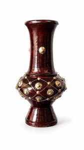 Decorative Flower <b>Vase</b> Bud <b>Vase</b> Maroon Floral Planter Gold Pattern Desktop Home Decor - Product Image 3