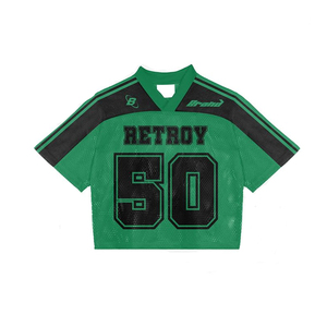 Retro Varsity <b>Crop</b> Jersey Women <b>Red</b> Football Style Number 22 Athletic Mesh Streetwear <b>Top</b> - Product Image 5