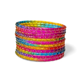 Newest High Quality Kashmiri Gold Plated Colourful Rainbow Trendy Wedding Pearl Raindrop Glass <b>Bangle</b> Festive Wear Ready - Product Image 5