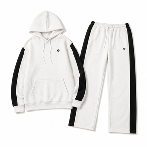 Ensembles de sweats à capuche personnalisés à blocs de couleur pour hommes, en molleton de coton épais, coupe décontractée, style streetwear, vente en gros - Product Image 2