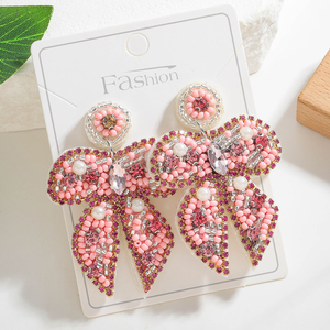 New Elegant Bohemian Beads Women's Classic <b>Sweet</b> Pink Rice Beads Beads Rhinestone Bow Women's BY MULTI CRAFT - Product Image 4