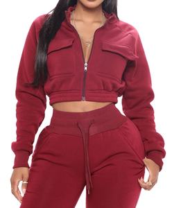 Chándal de algodón personalizado con cremallera y capucha recortada, pantalones de chándal, conjunto corto de chándal de verano para mujer, conjunto de 2 piezas, conjunto de Jogger para mujer 2026 - Product Image 1