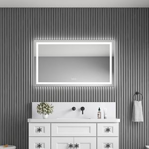 Specchio LED da Bagno 48 X 28 Pollici con Illuminazione Frontale e Posteriore, Montaggio a Parete, Cornice in Alluminio, Antiappannamento, Memoria, 3 Anni di Garanzia - Product Image 1