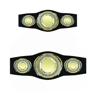 Ceinture de lutte de style championnat premium, plaques métalliques robustes, sangle en cuir véritable, ajustement réglable, approvisionnement en gros OEM - Product Image 4