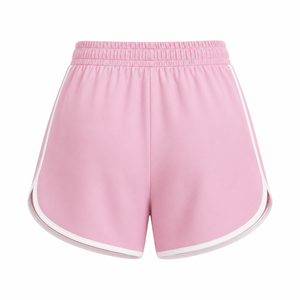 Shorts décontractés roses pour hommes avec bande latérale, taille élastique, respirants, en maille, couleur unie, style sport - Product Image 4