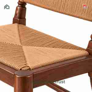 Silla de Comedor de Madera de Teca Sólida Clásica Americana Vintage de Lujo con Asiento y Respaldo de Cuerda Tejida Natural para Hogar, Restaurante, Hotel - Product Image 5