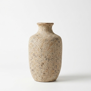 Vase Urne de Sol Rustique en Terre Cuite Crème Médiane, Pot en Céramique Façonné à la Main, Vase Décoratif de Table en Céramique, Vente en Gros - Product Image 1