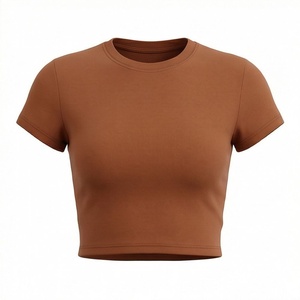 Camiseta Corta de Moda Urbana para Mujer, Personalizable en Color, de Secado Rápido, Cuello Redondo, Estilo Baby Tee, Ropa Casual - Product Image 1