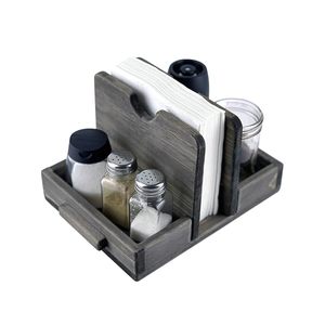 Adiba Home Decor Handmade Modern Wooden <b>Table</b> <b>Caddy</b> Napkin Holder Salt Pepper Shaker Organizer Eco-Friendly Free Standing - Product Image 1