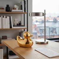 Figurine de canard en métal doré de luxe moderne, sculpture d'animal mignonne, ornement de table, décoration d'intérieur, artisanat d'art