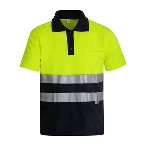 Polo de sécurité réfléchissant haute visibilité unisexe, vêtements de travail, uniforme haute visibilité, construction orange, jaune, bleu marine, rayures - Product Image 3