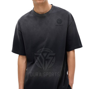 T-shirt décontracté d'été 100 % coton pour homme, imprimé personnalisé, effet délavé soleil, matière légère et durable, coupe ample - Product Image 5