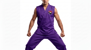 Conjunto de Pantalones y Top Morado sin Mangas de Algodón para Taekwondo Dumela International, Cintura Alta, con Logotipo, Transpirable, Unisex, para Entrenamiento - Product Image 3