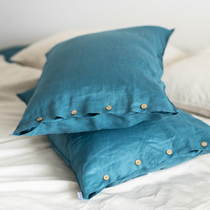 Ensemble de literie de luxe 100% lin français 4 pièces 140TC Couleur unie Tissu teint uni de haute qualité OEM ODM - Product Image 2