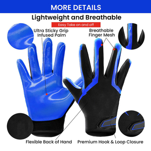 Football Receiver Gloves Silicone Grip High-<b>Sticky</b> American football gloves Custom Manufacturer Best Supplier Receiver Gloves - Product Image 2