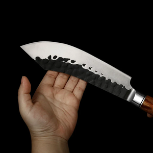 Couteau de boucher artisanal Edge Master Manufacture, acier carbone, manche en bois de rose, étui en cuir, style moderne, ambidextre - Product Image 6