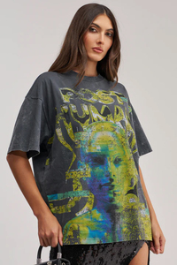 Oversized Digital Printed T-<b>Shirt</b> UNISEX Casual Summer Short Sleeve Photo Print Cotton Front Logo Knitted <b>Collarless</b> Style - Product Image 3