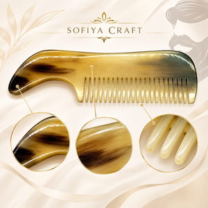 SOFIYA CRAFT Peigne à dents fines en corne de buffle, artisanal, moderne, écologique, antistatique, pour démêler les cheveux et prendre soin du cuir chevelu - Product Image 3